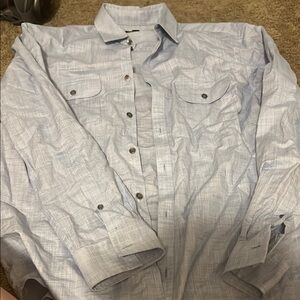 Alfani Blue Casual Button Down Shirt with Collared Neckline